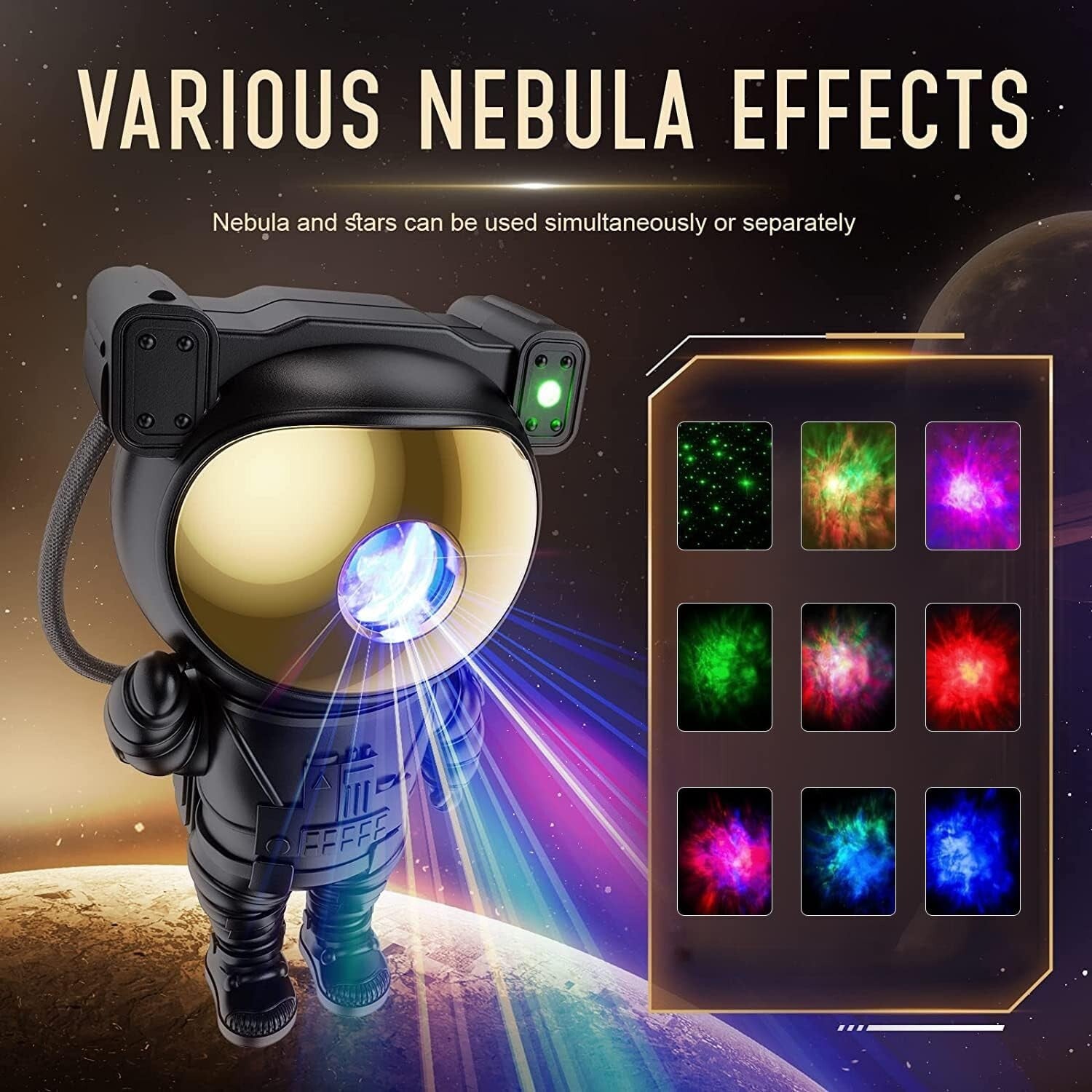 Astronaut Star Projector Night Light with 9 Nebula Effects and Remote Control