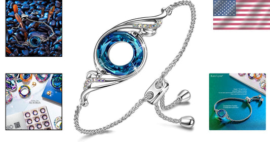 Charming Adjustable Phoenix Bracelet with Austrian Sparkles - Gift-Ready Jewelry