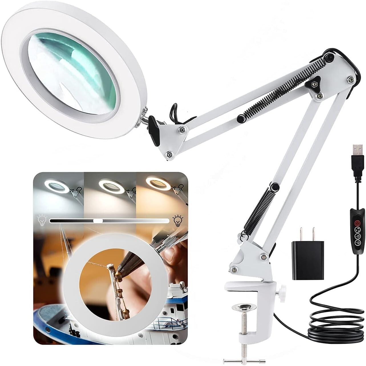 Adjustable 10X Magnifying Glass with LED Light & Eye Protection - Versatile Tool