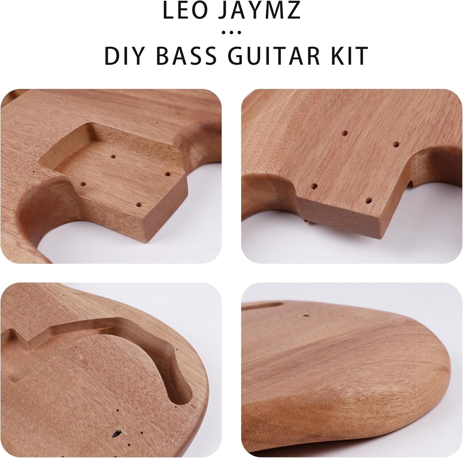 4-String DIY Electric Bass Guitar Kit with Polished Mahogany & Chrome Hardware