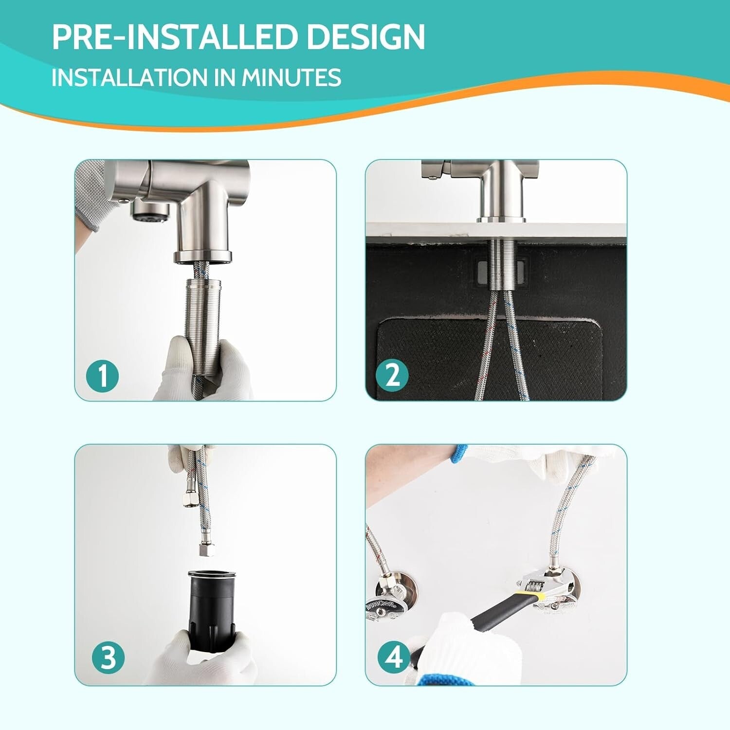 Spot-Free Brushed Nickel Faucet with Pull Down Sprayer for Modern Kitchens