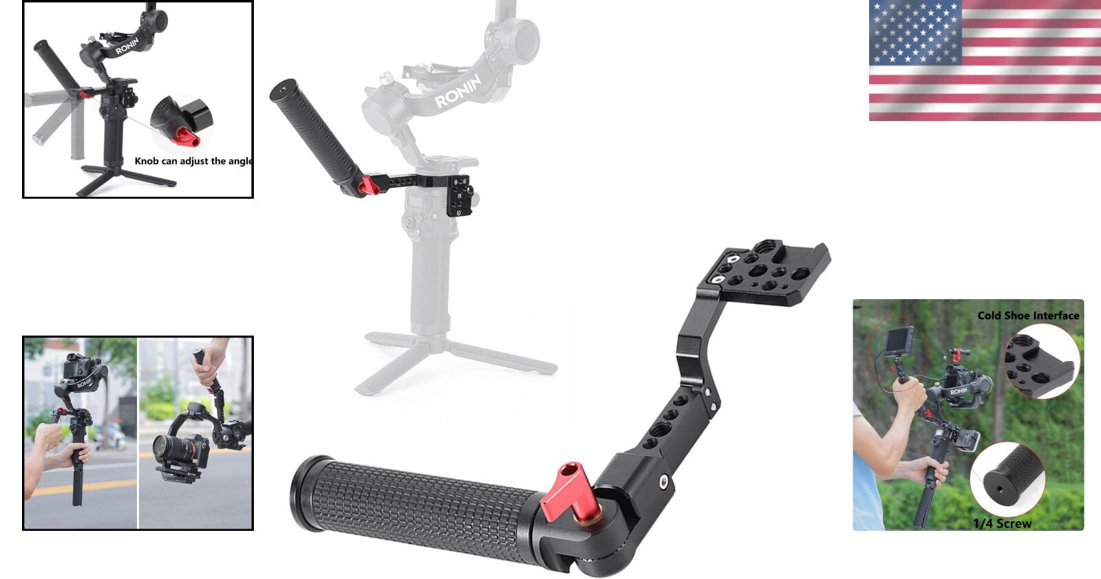 Flexibly Adaptable Gimbal Handle Mount for DJI Ronin S - Multiple Accessories