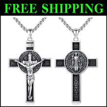 Load image into Gallery viewer, 925 Sterling Silver St. Benedict Crucifix Necklace - Meaningful Catholic Gift