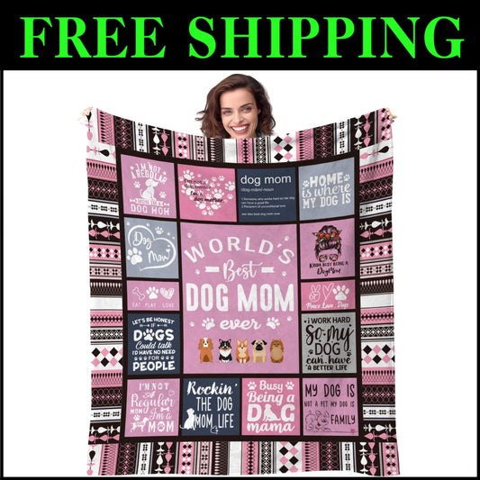 Luxurious Dog Mom Blanket - Lightweight Cartoon Throw for Dog Lovers