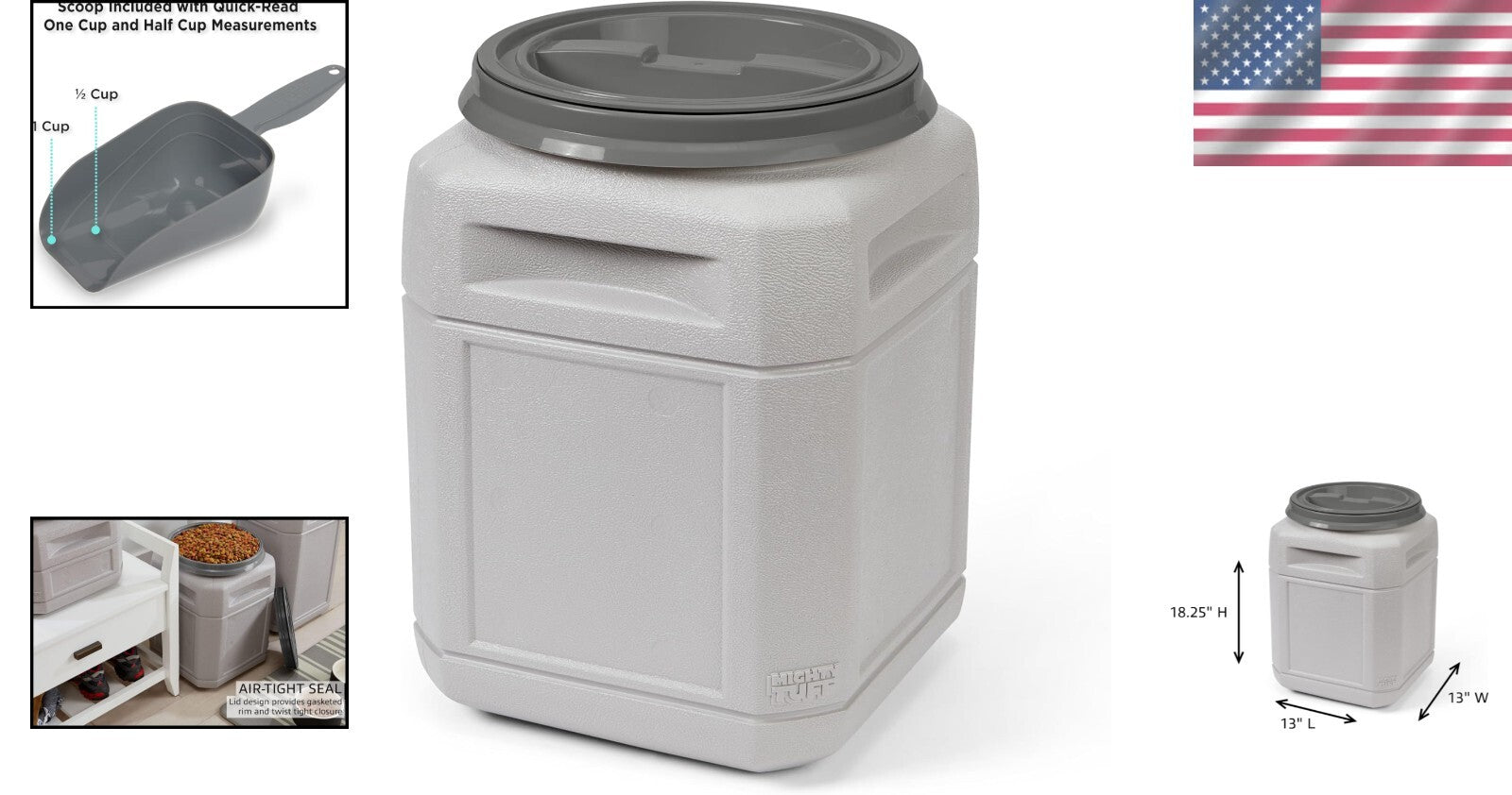 Versatile Airtight Pet Food Storage Container - 10 Gal Capacity with Scoop