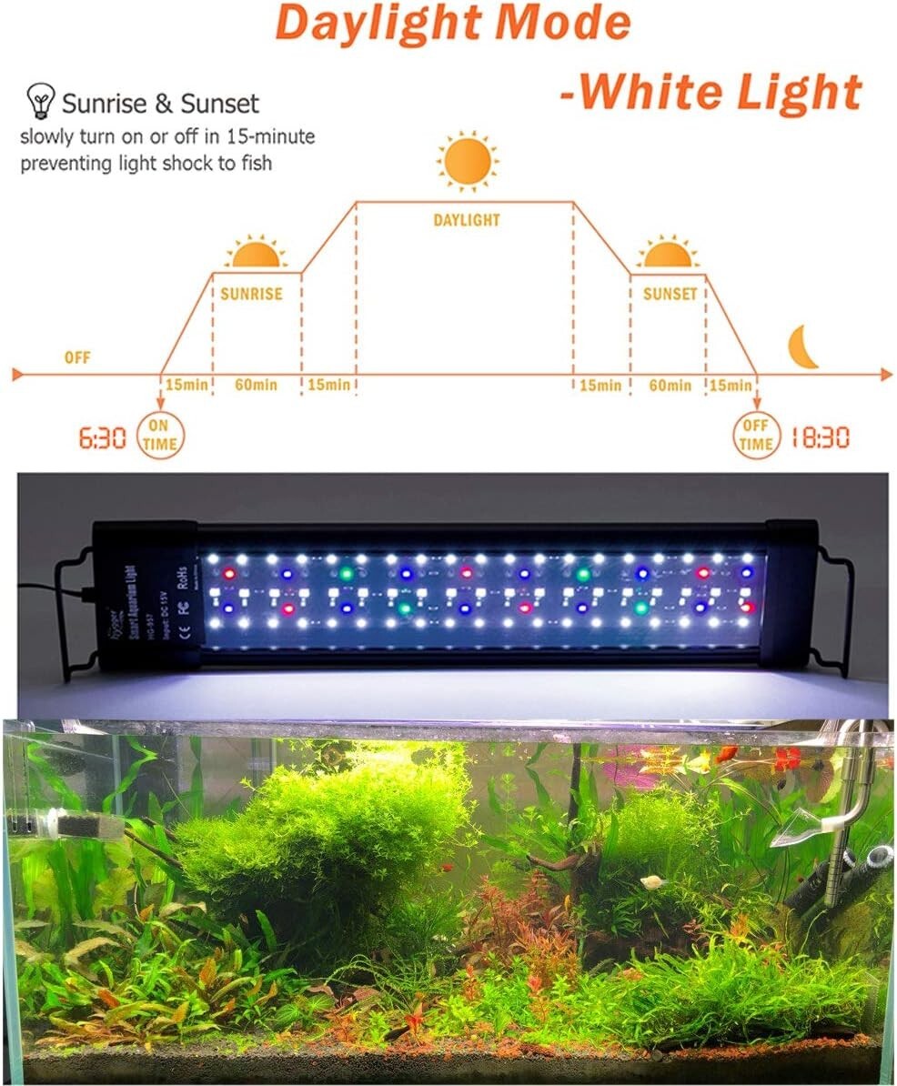 Dimmable Full Spectrum LED Aquarium Light 48-55 Inch with Timer & Sunrise Modes