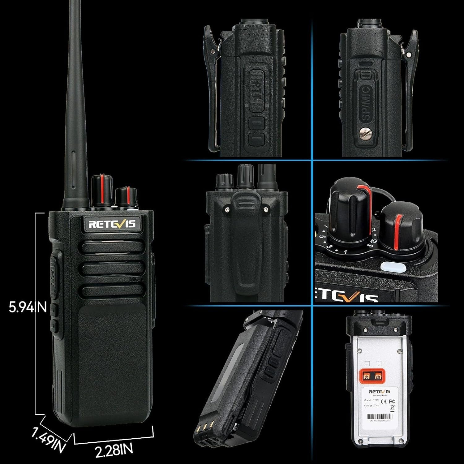 Enterprise-Grade Walkie Talkies, 7 Mile Range, Waterproof Speaker Mic Included