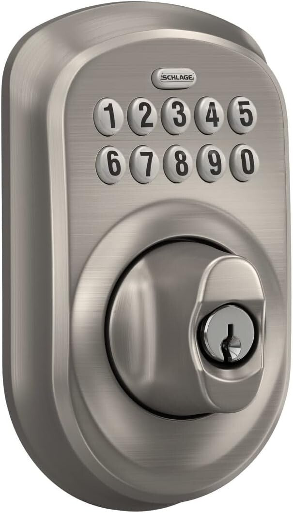 Plymouth Keyless Deadbolt - Illuminated Keypad Entry Lock in Sleek Satin Nickel