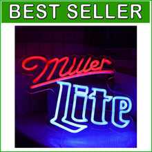 Load image into Gallery viewer, Handmade Miller Lite Neon Sign - Dimmable Wall Decor for Home Bars and Pubs