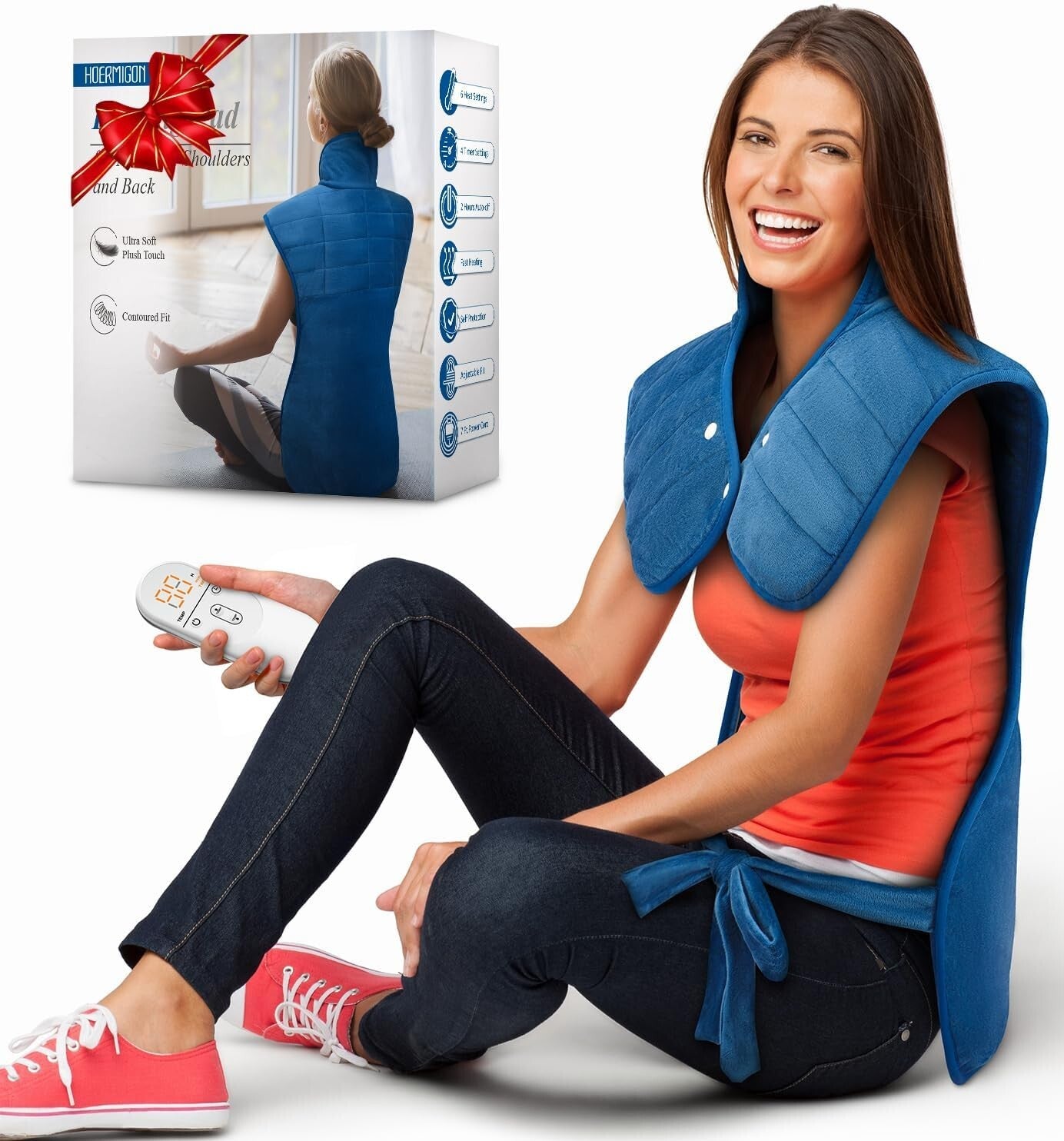 6 Heat Settings & Plush Weighted Heating Pad - Perfect for Ultimate Relaxation