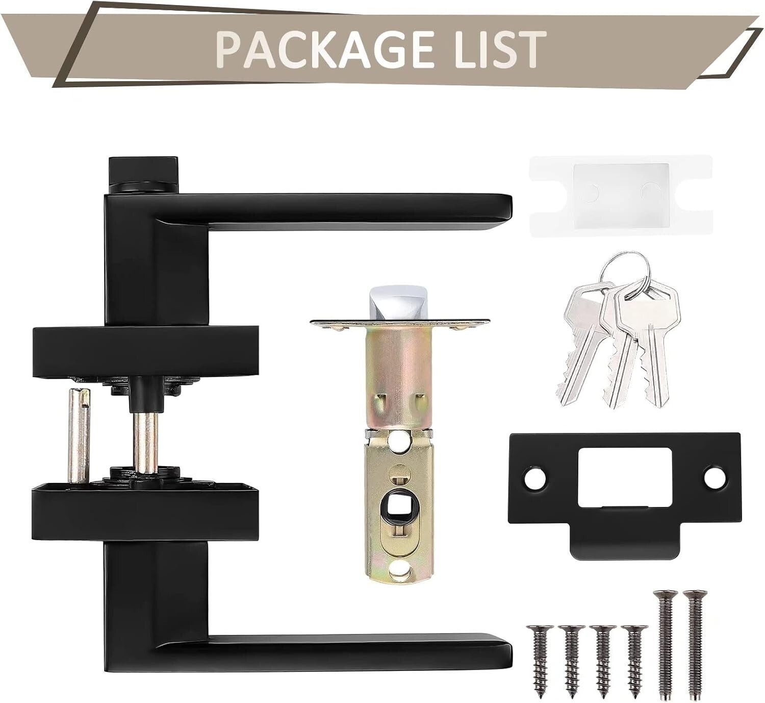 6 Pack Matte Black Keyed Alike Door Handles - Secure and Stylish Entry Solution