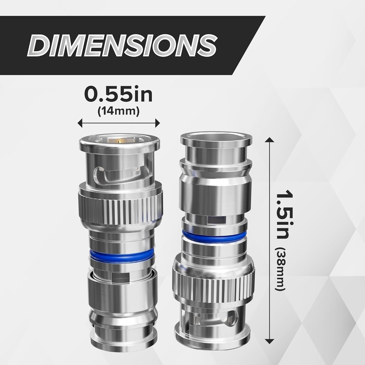 100 Pack Male BNC Compression Connectors - Easy Install for Security Systems