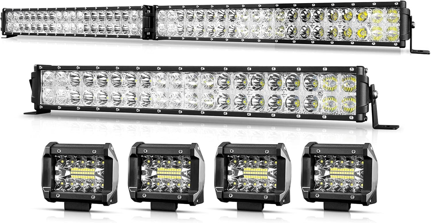 LED Light Bar Kit - 42" & 22" + 4 Pods, 28000LM, Waterproof Offroad Lights