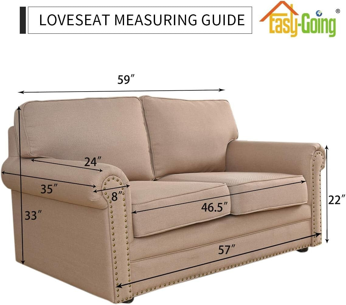 Greyish Green Stretch Loveseat Cover in Jacquard Fabric - Easy Care and Stylish