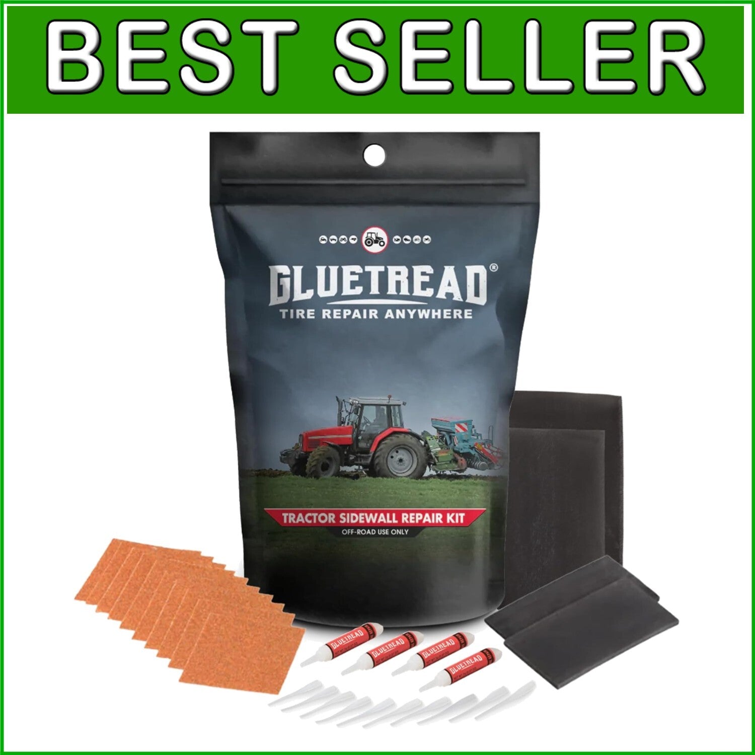 Easy Tire Sidewall Repair Kit: No Tire Removal, Fix 5-7 Tractors & Trailers