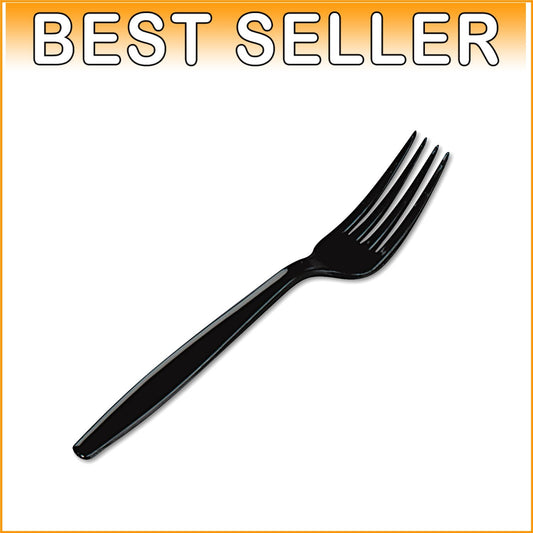 Durable 7.13" Polystyrene Forks in Black - Ideal for Events & Feasts, 1000 Count