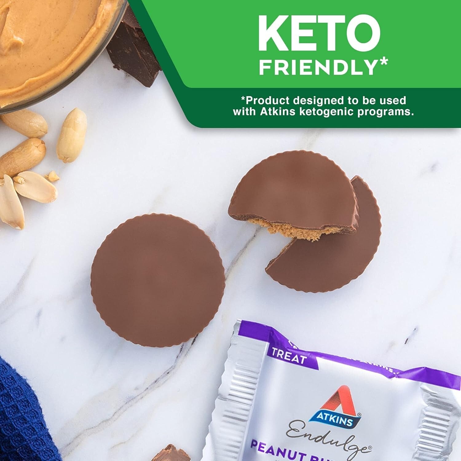 Delicious Peanut Butter Cups - 60 Count, 0g Sugar, Perfect for Low-Carb Diets