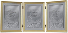 Load image into Gallery viewer, Elegant 5x7 Triple Photo Frame in Antique Satin Gold with Beaded Border