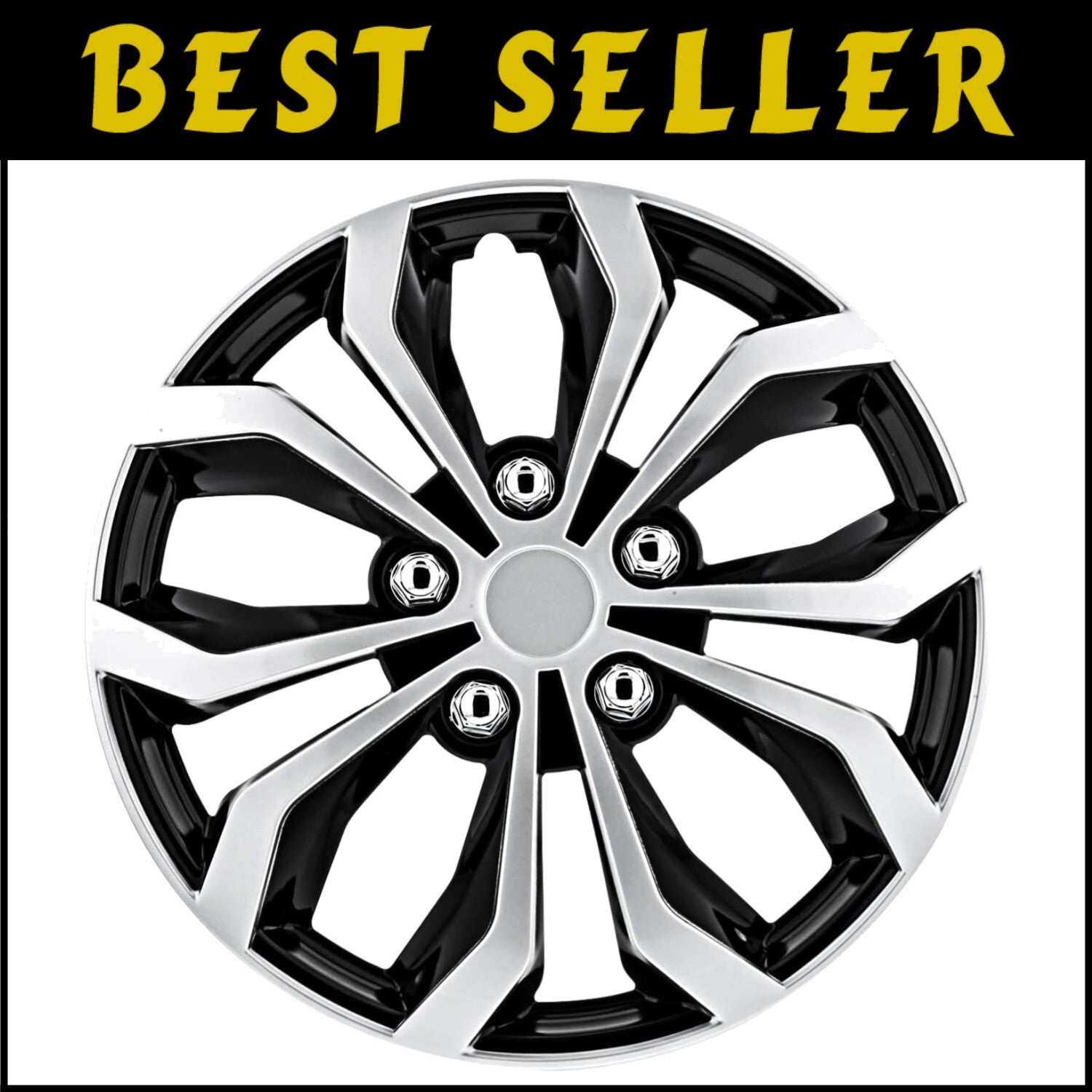 Transform Your Ride with 17-Inch Black & Silver ABS Wheel Covers - Set of 4