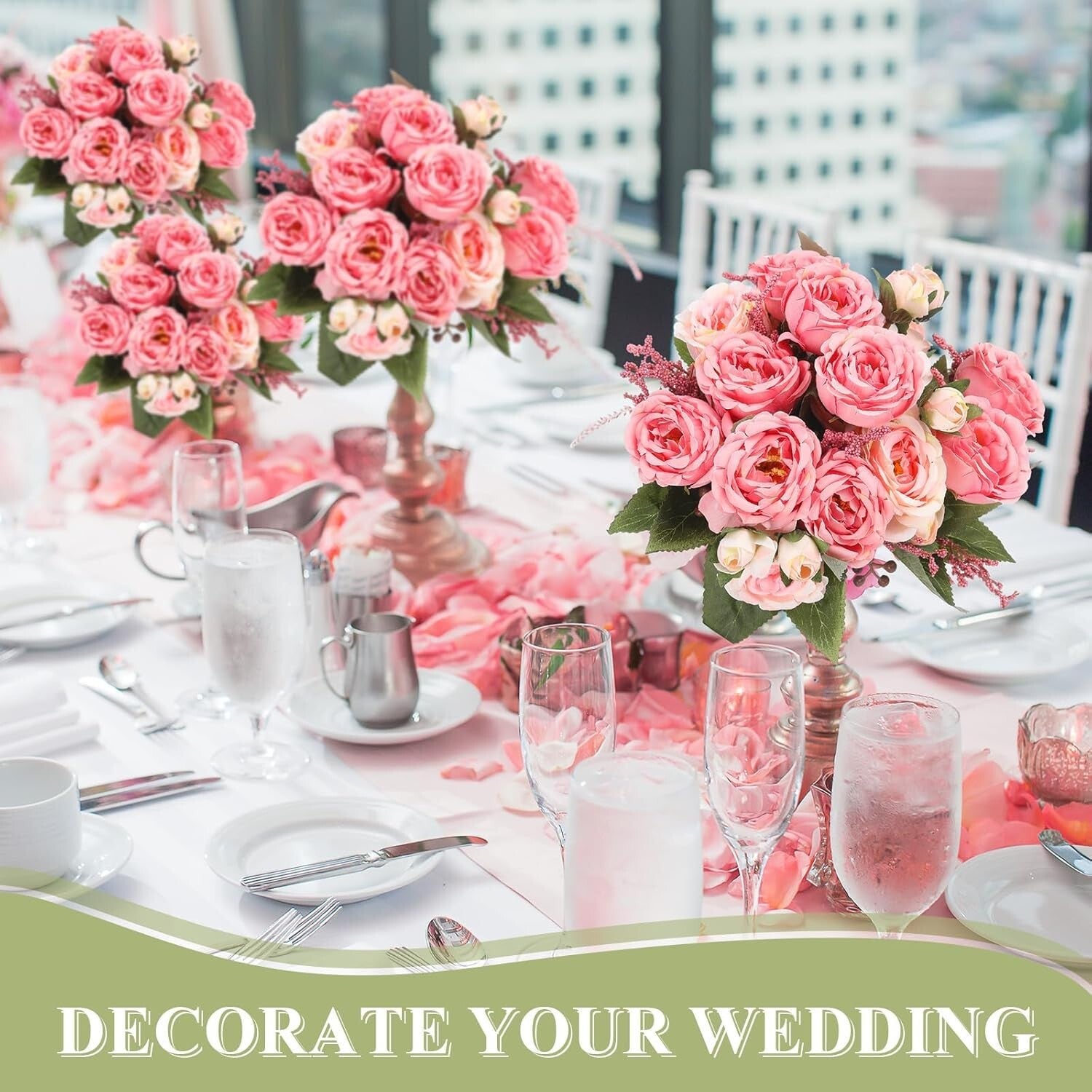 Lush 8 Bundles of Realistic Peonies - Enhance Any Spring Decor Effortlessly