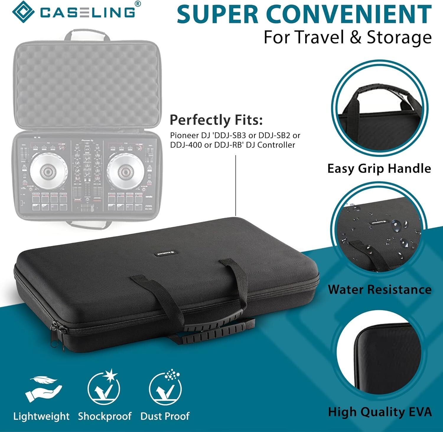 Compact Waterproof DJ Controller Case for Pioneer DDJ Series - Easy Carry Handle
