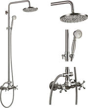 Load image into Gallery viewer, Brushed Nickel 2-Function Shower Fixture with Handheld and Rainfall Shower Head