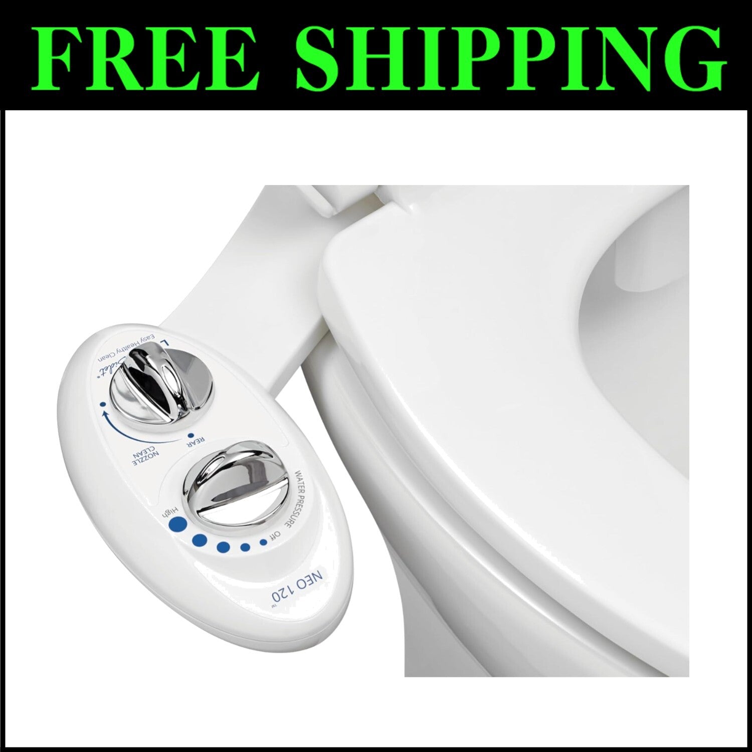 Luxury White Bidet Attachment with Self-Cleaning Nozzle - Easy Installation