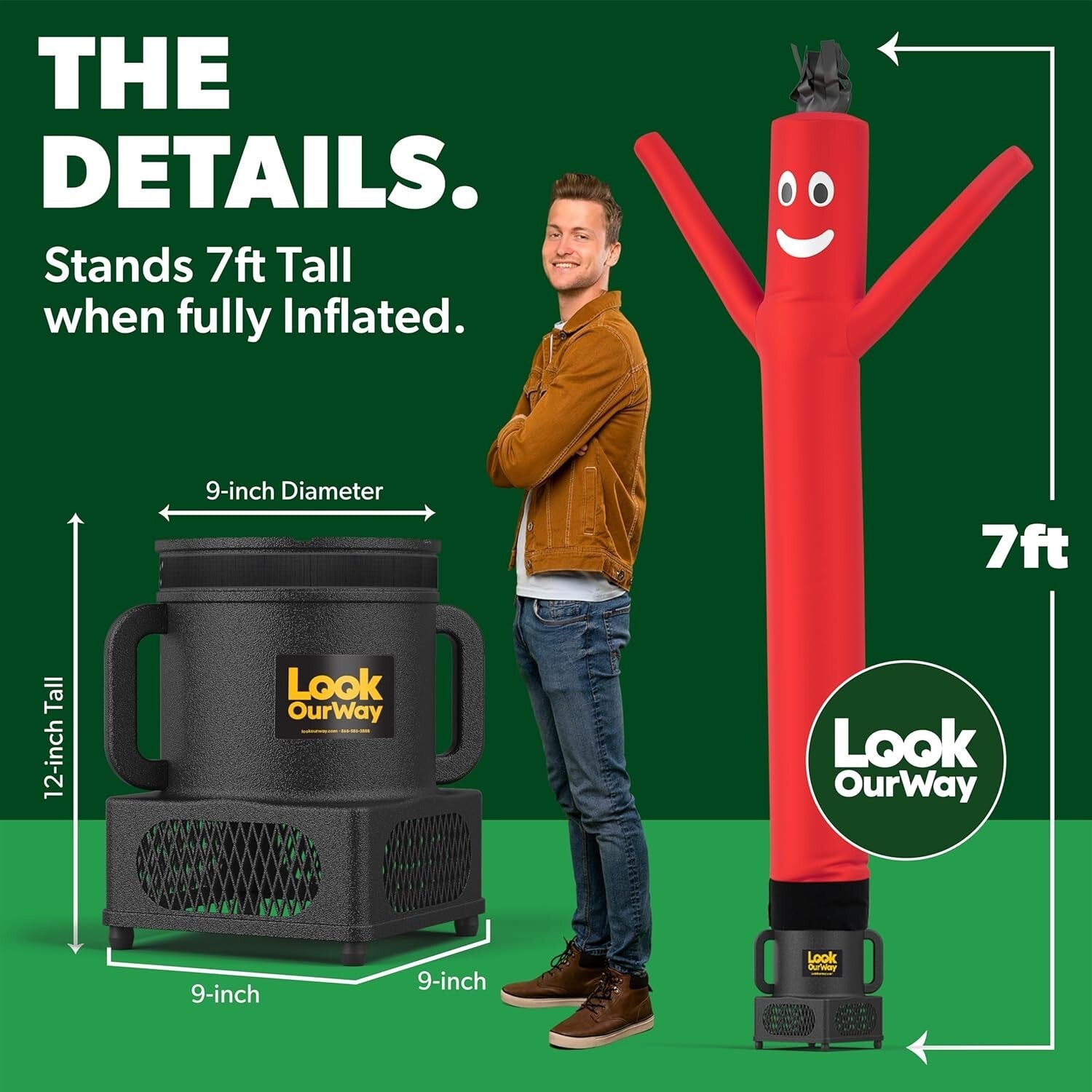 Attention-Grabbing Inflatable Tube Man - 7ft Red Air Dancers Ideal for Business