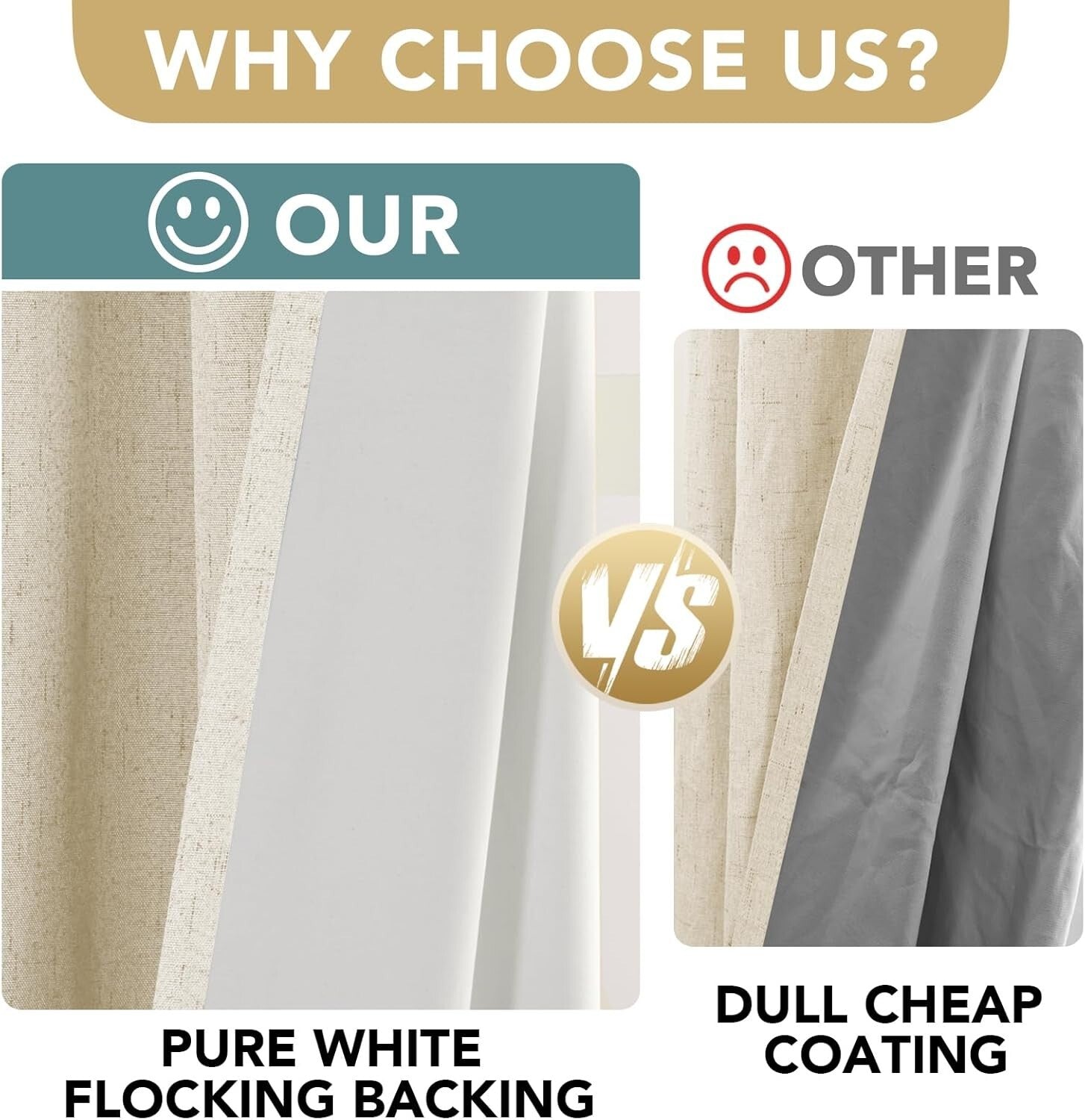 Luxury Linen Textured Blackout Drapes – 2 Panel Set for Bedroom & Living Room