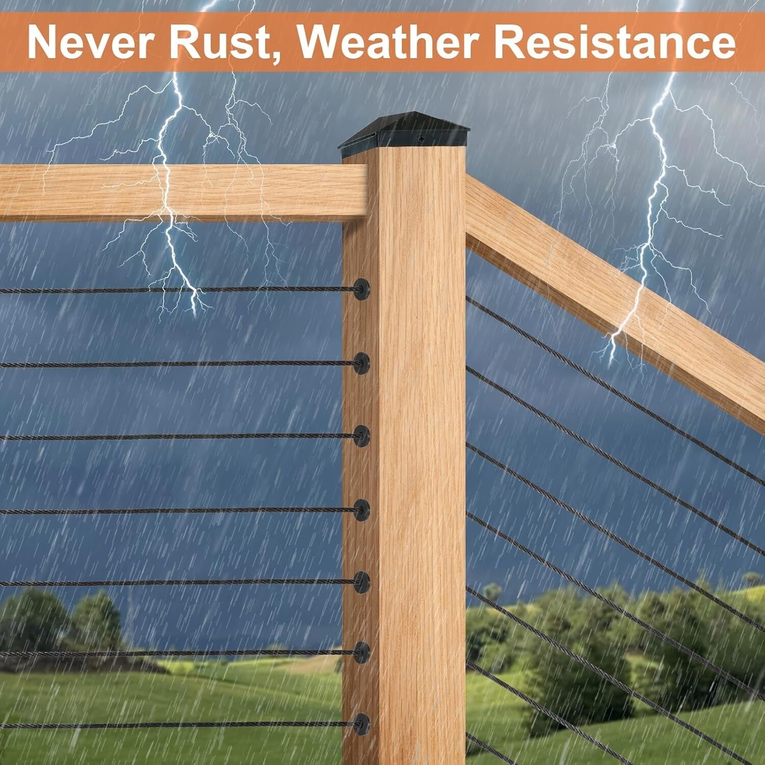 Elegant Black Stainless Steel Sleeves - 100 Pack for Wood Post Railing Hardware