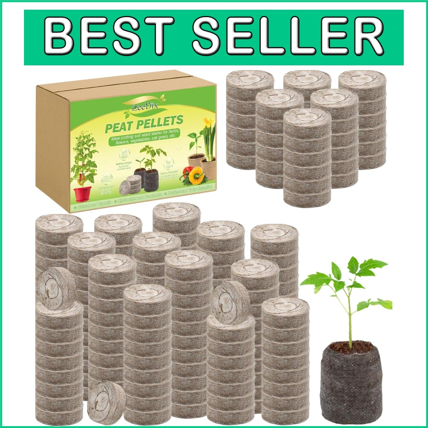 500 Pcs 30mm Peat Pellets Seed Starter Pods - Ideal for Herbs and Vegetables