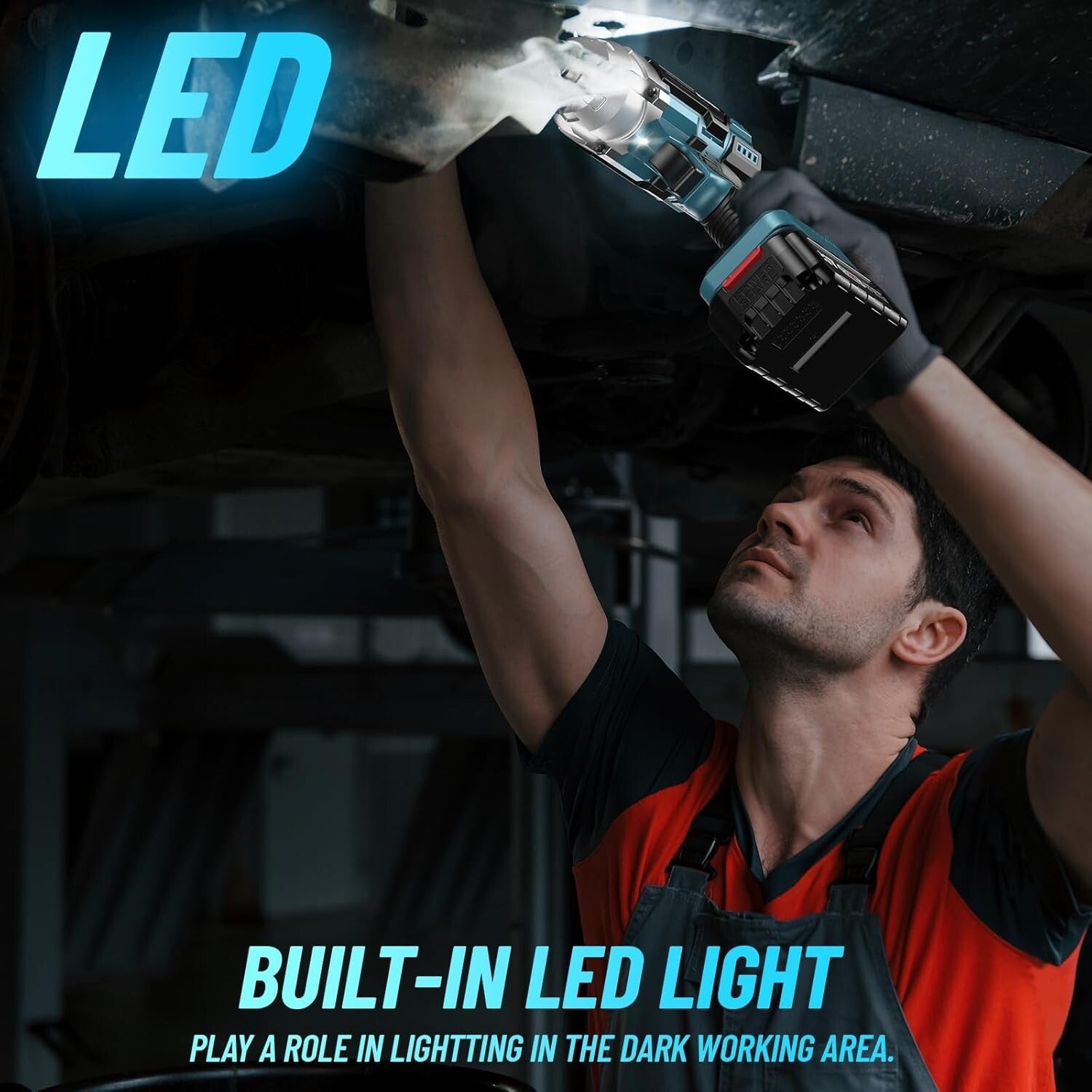 Durable 1/2" Cordless Impact Driver 479 Ft-lbs with Advanced Brake-Stop Function