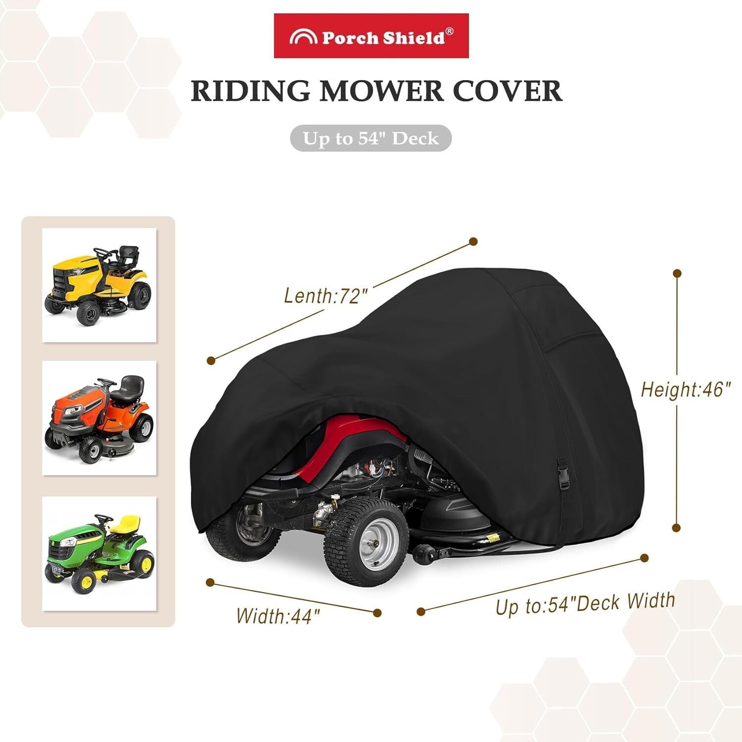 Protective Lawn Tractor Cover, 600D Polyester with Adjustable Windproof Features