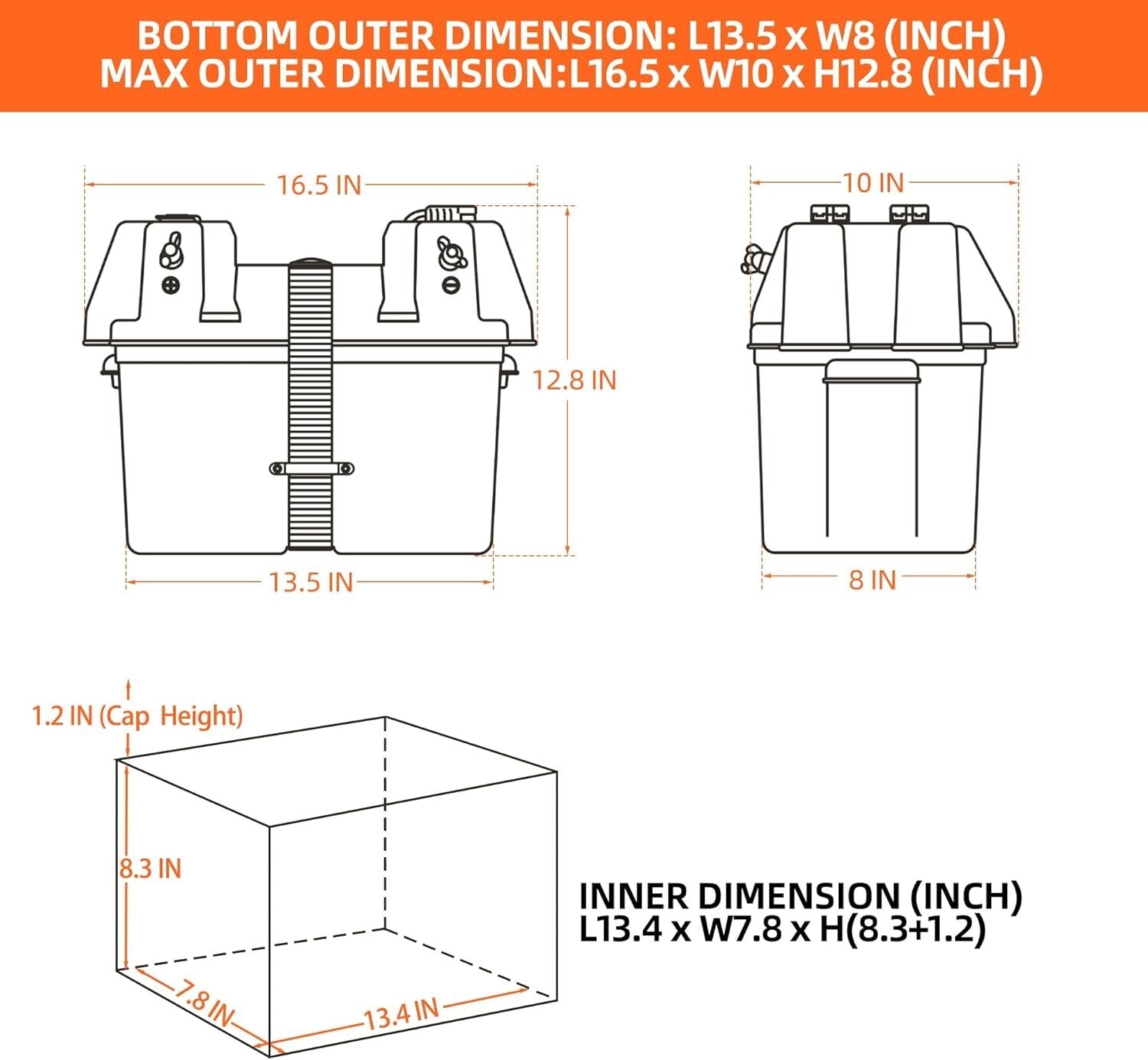 12V Smart Battery Box with 50AMP Connectors & Circuit Breaker for Versatile Use