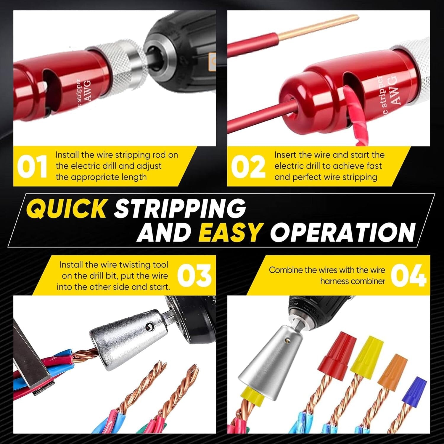 Efficient Wire Stripping Tool and Connector Set for Electricians - 2024 Edition