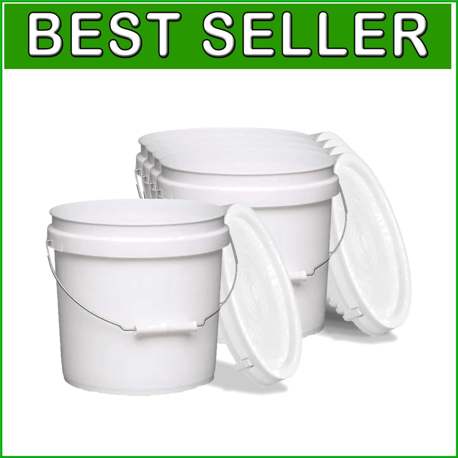 BPA-Free Heavy-Duty 2-Gallon Buckets with Lids - 5-Pack for All Storage Needs