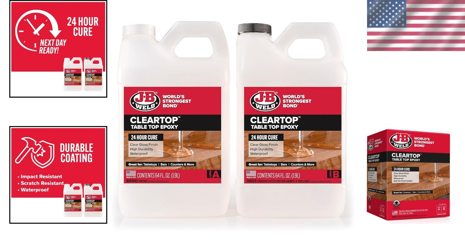 Durable Clear Epoxy Resin 1 Gallon Kit - Scratch & Impact Resistant for Crafts