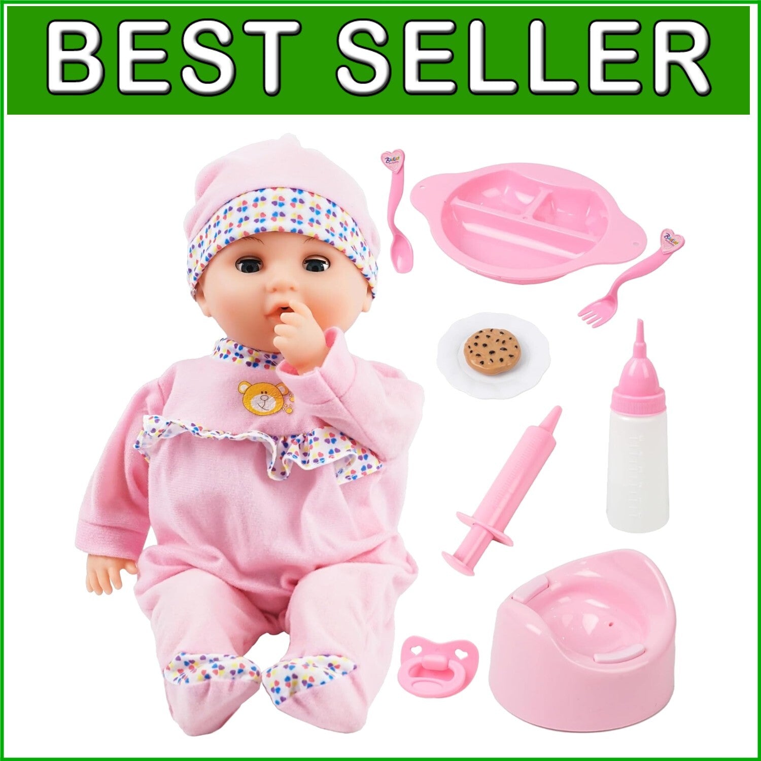 16-Inch Interactive Feeding Baby Doll Set - Perfect Gift for Toddlers 2-5+ Years