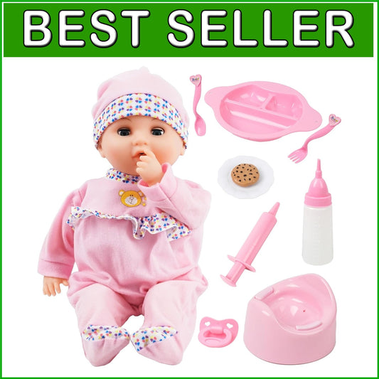 16-Inch Interactive Feeding Baby Doll Set - Perfect Gift for Toddlers 2-5+ Years