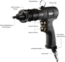 Load image into Gallery viewer, 3-in-1 Pneumatic Rivet Nut Gun - Adjustable Speed &amp; Self-Locking Heads Included
