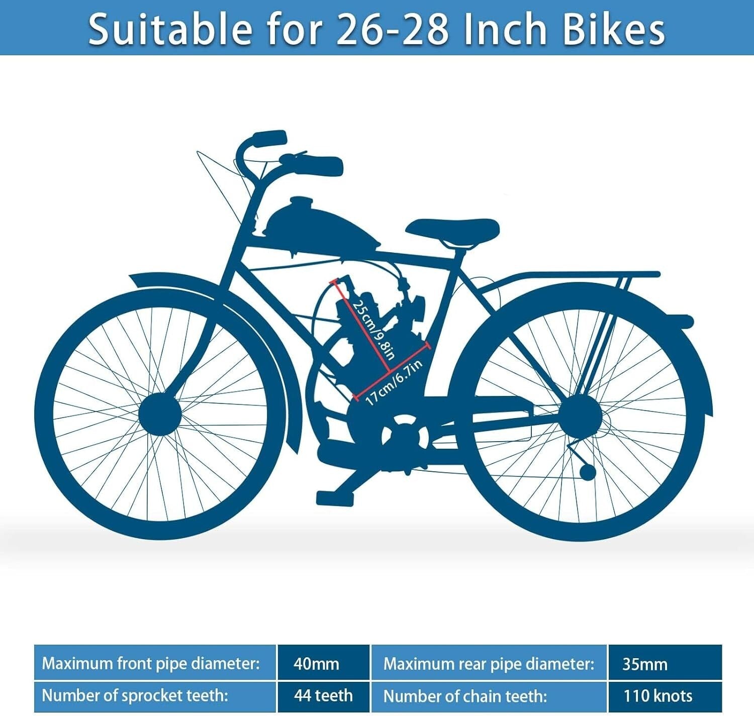 Durable 80cc 2-Stroke Bicycle Engine Kit - Perfect Fit for 26-28" Mountain Bikes