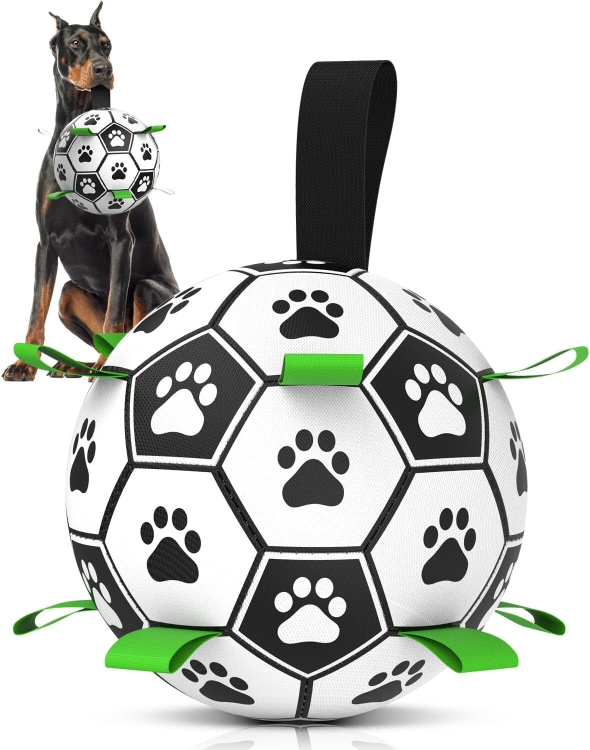 Giant Dog Soccer Ball with Nylon Straps - 10 Inch, Perfect for Active Breeds