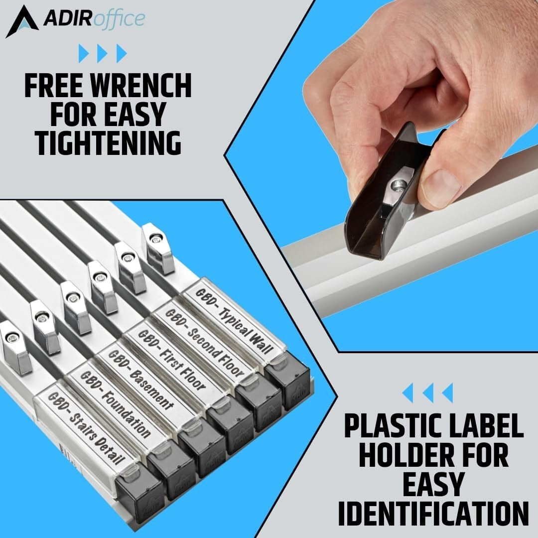 Multipurpose Blueprint Holder 6-Pack - 24-Inch Document Clips for Efficiency