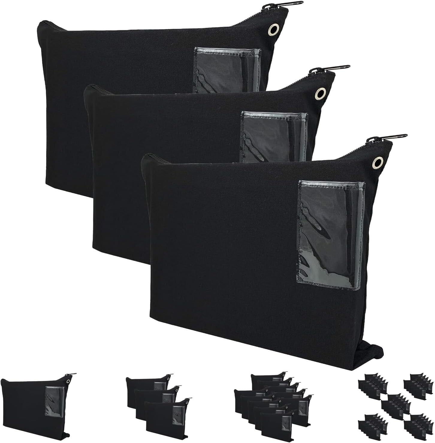 Extra Large Durable Black Canvas Mailer Transit Sack - 18" x 14" - Pack of 3