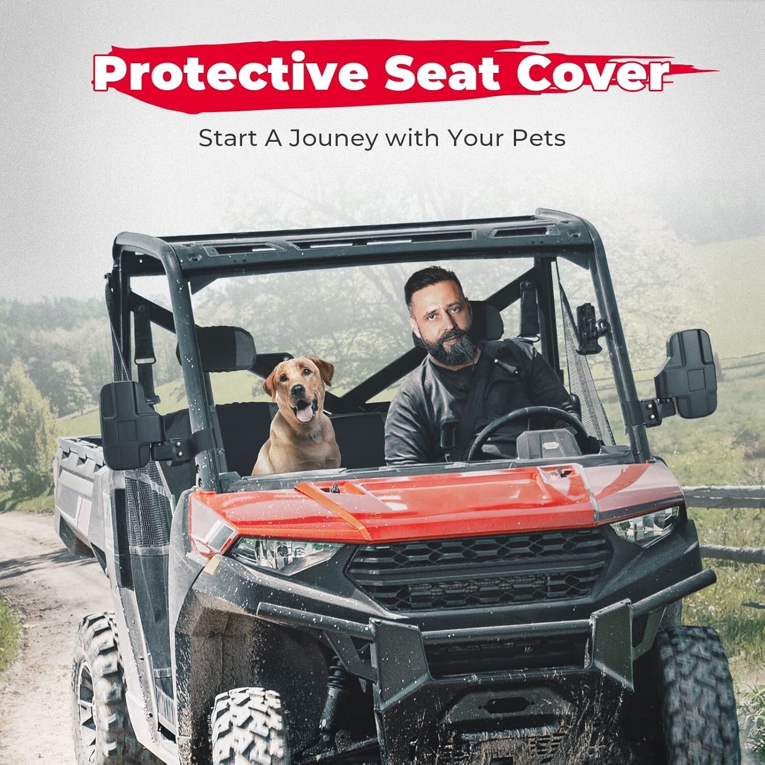 Scratch-Resistant UTV Seat Cover Set with Headrest for Polaris Ranger XP 1000