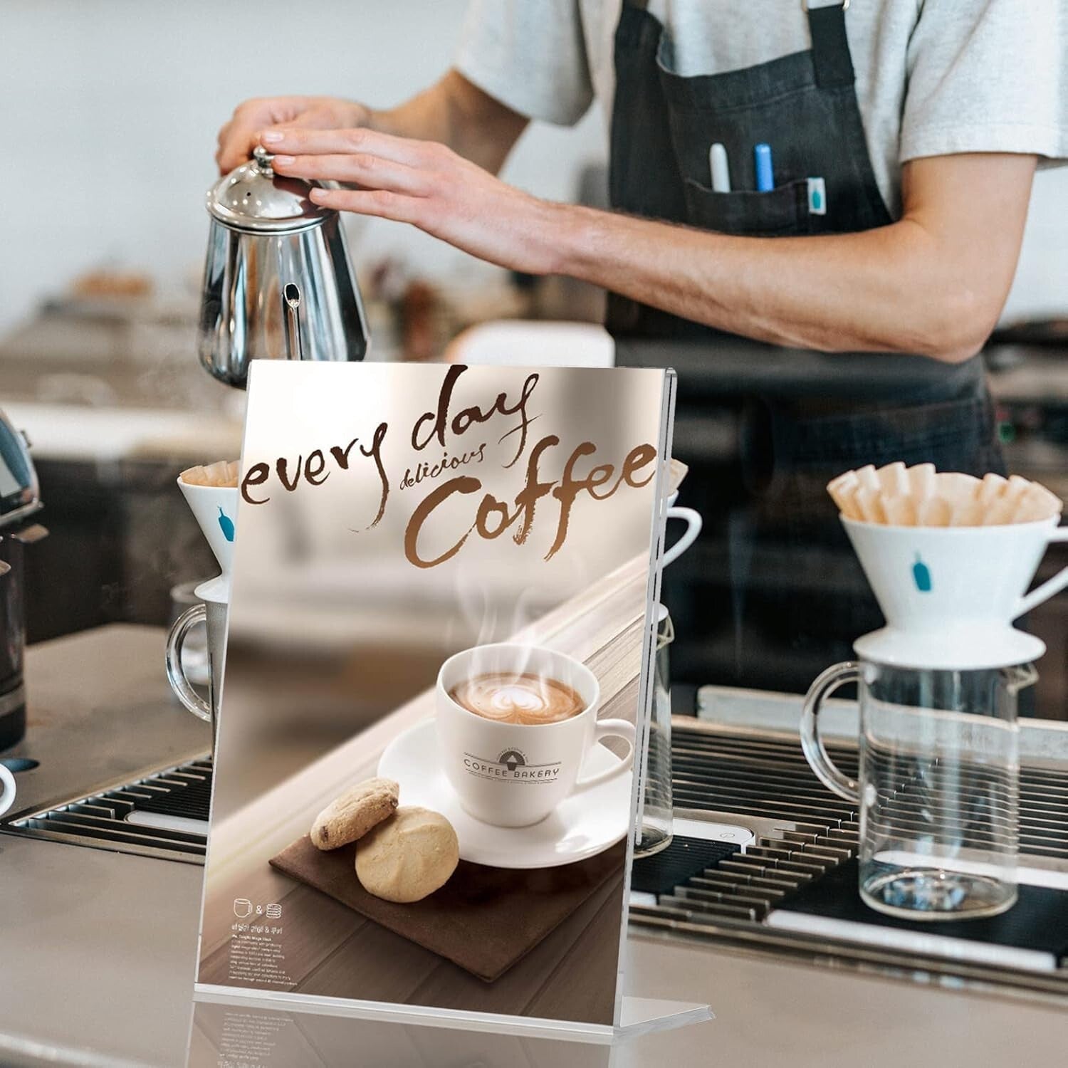 30 Pcs Slant Back Acrylic Sign Holder 8.5x11 - Durable Tabletop Display Stand