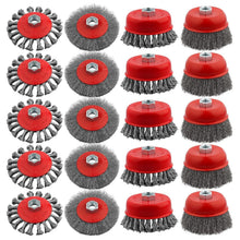Load image into Gallery viewer, 20 Pack 4" Heavy Duty Wire Wheel Cup Brush Set for Angle Grinders - Carbon Steel