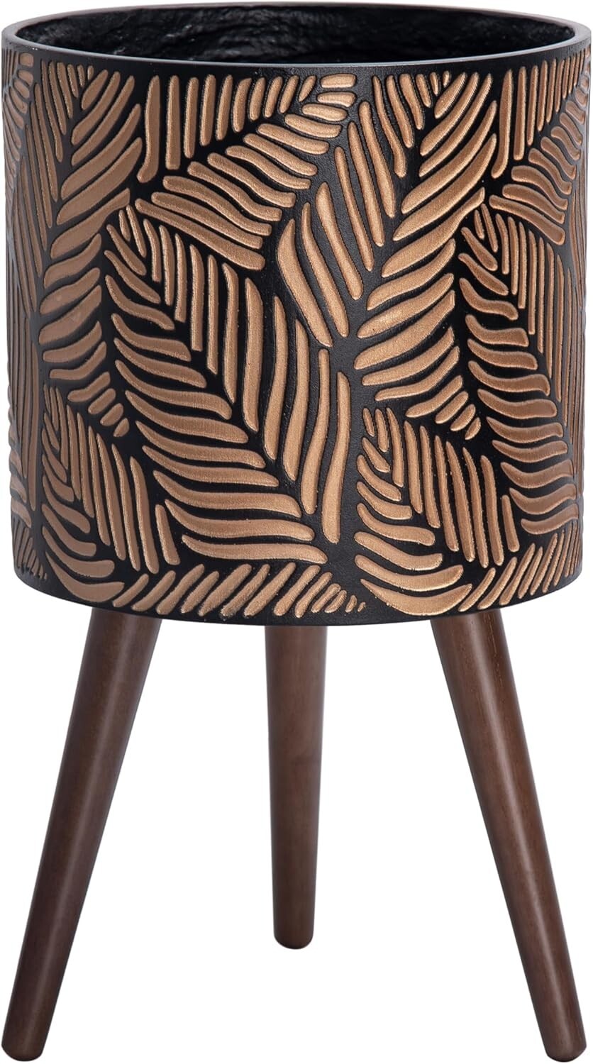 Stylish 12-Inch Plant Pot with Stand – Fiberglass Resin, Eco-Friendly Design