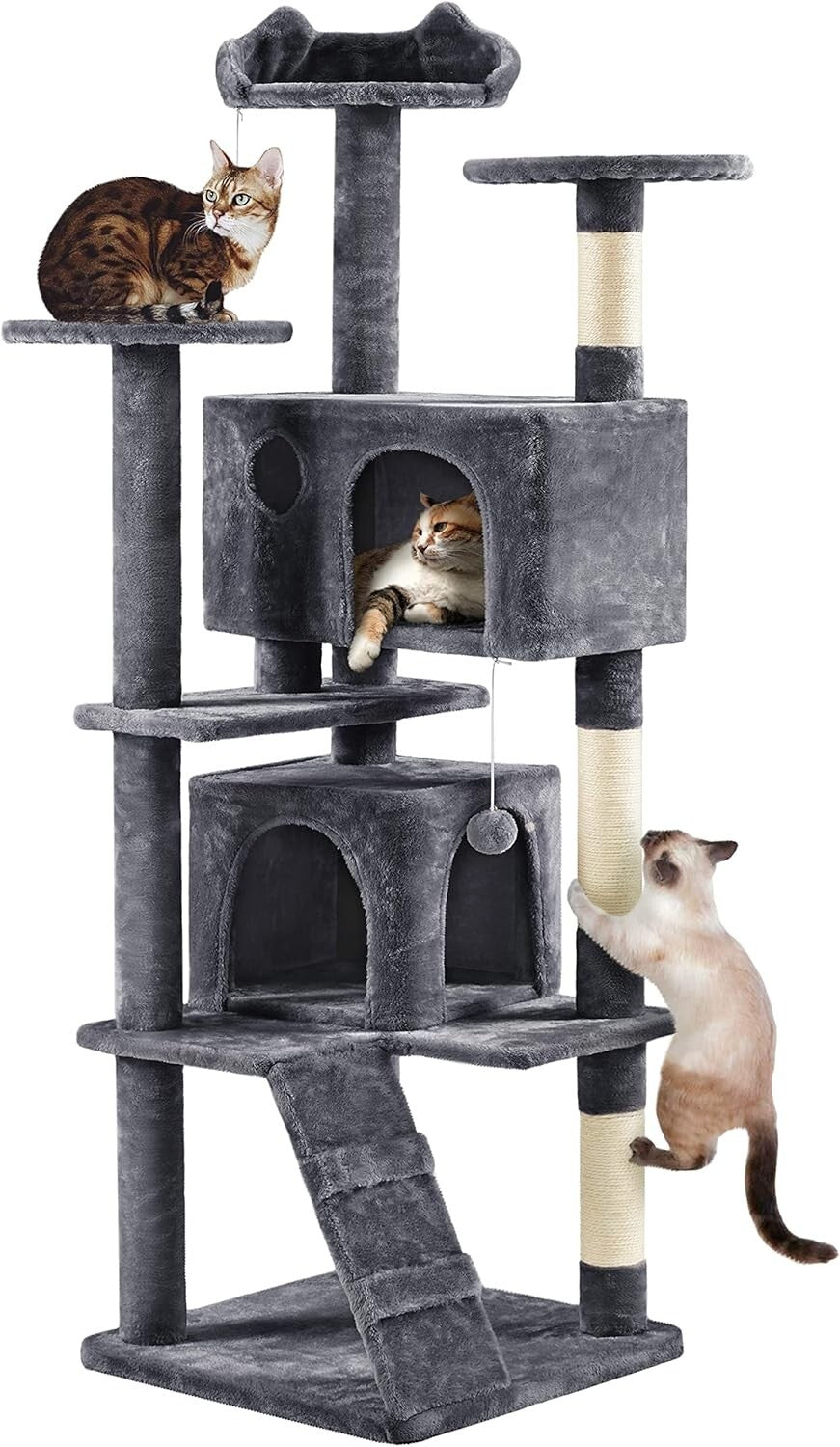 Premium 70in Cat Tower with Cat Condos, Scratch Posts & Indoor Activity Center
