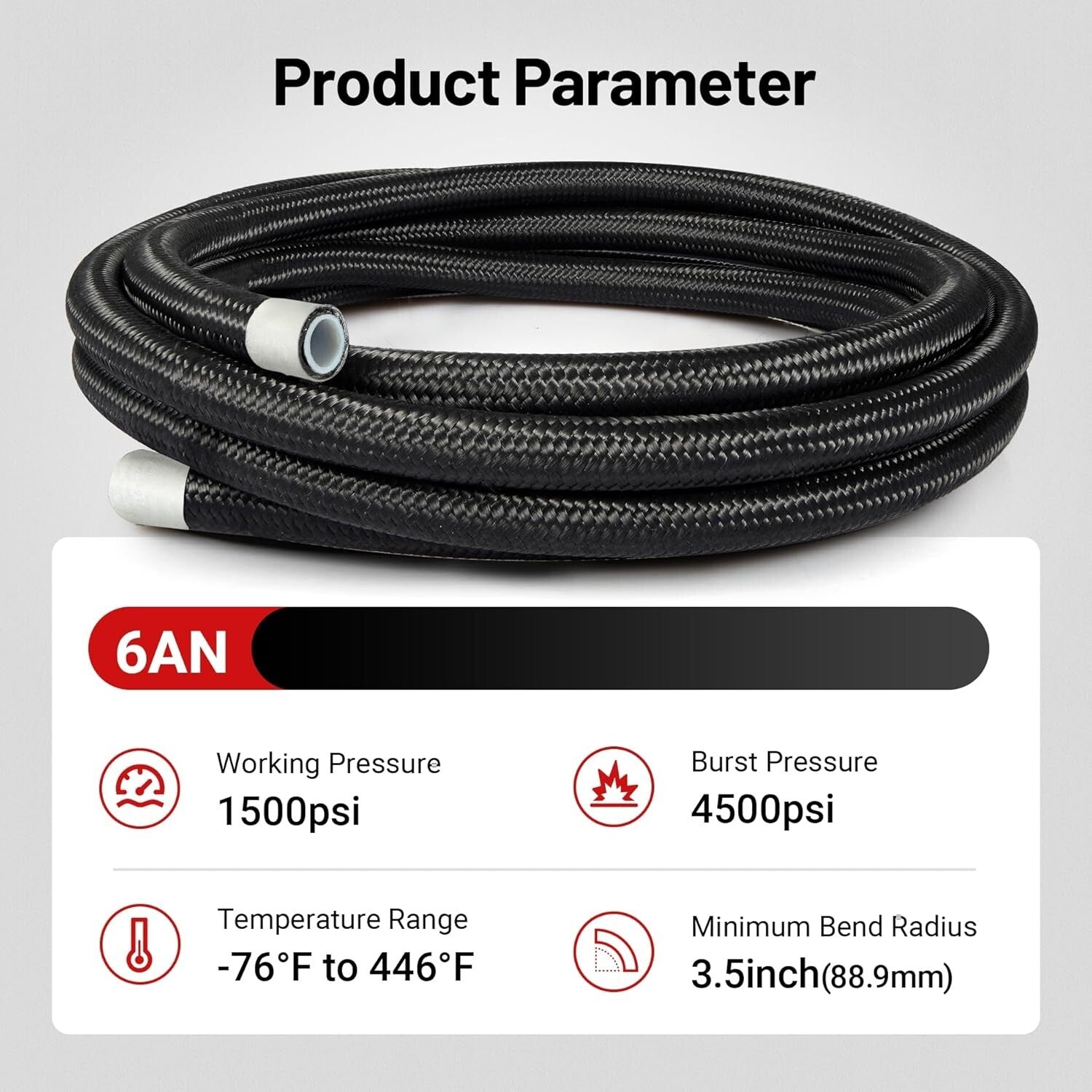 16FT 6AN High-Pressure Nylon Braided Fuel Line - Extreme Temperature Range